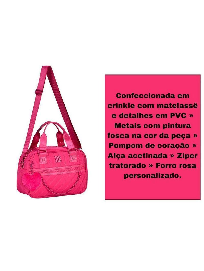 Bolsa Baú Rosa Feminina Rebecca Bonbon Transversal Corrente