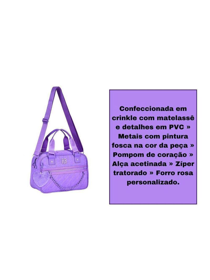 Bolsa Baú Lilás Feminina Rebecca Bonbon Transversal Corrente
