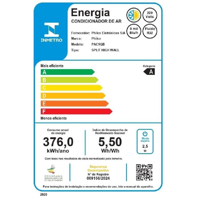 Ar Condicionado Split Inverter Philco 9000 BTUs Quente e Frio 220V PAC9QB