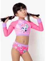 Conjunto cropped e calcinha menina unicórnio kawaii