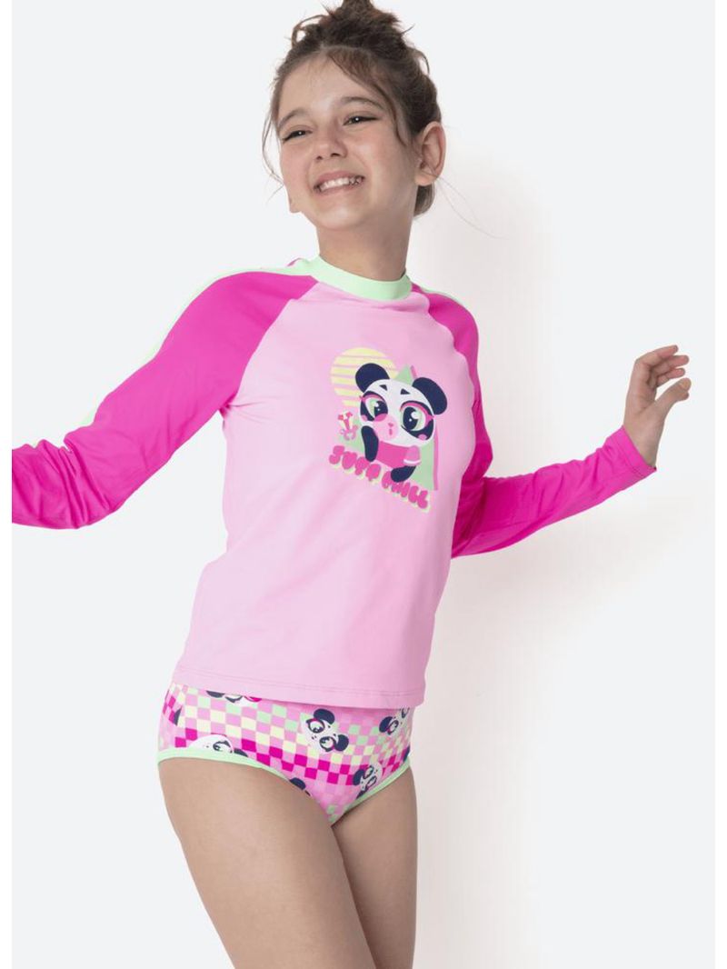 Conjunto camiseta e calcinha menina teen panda miami