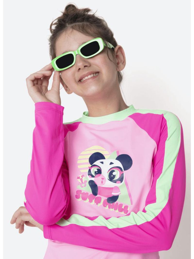 Conjunto camiseta e calcinha menina teen panda miami