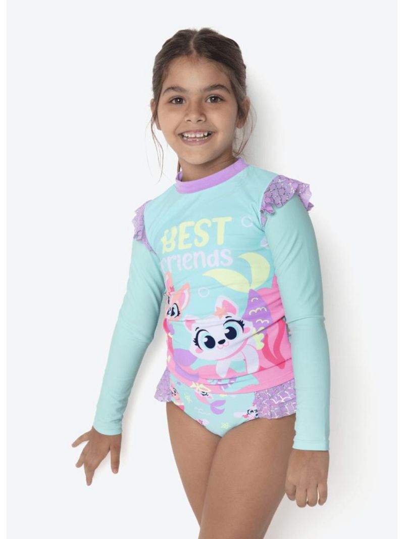 Conjunto camiseta e calcinha menina pet sereia
