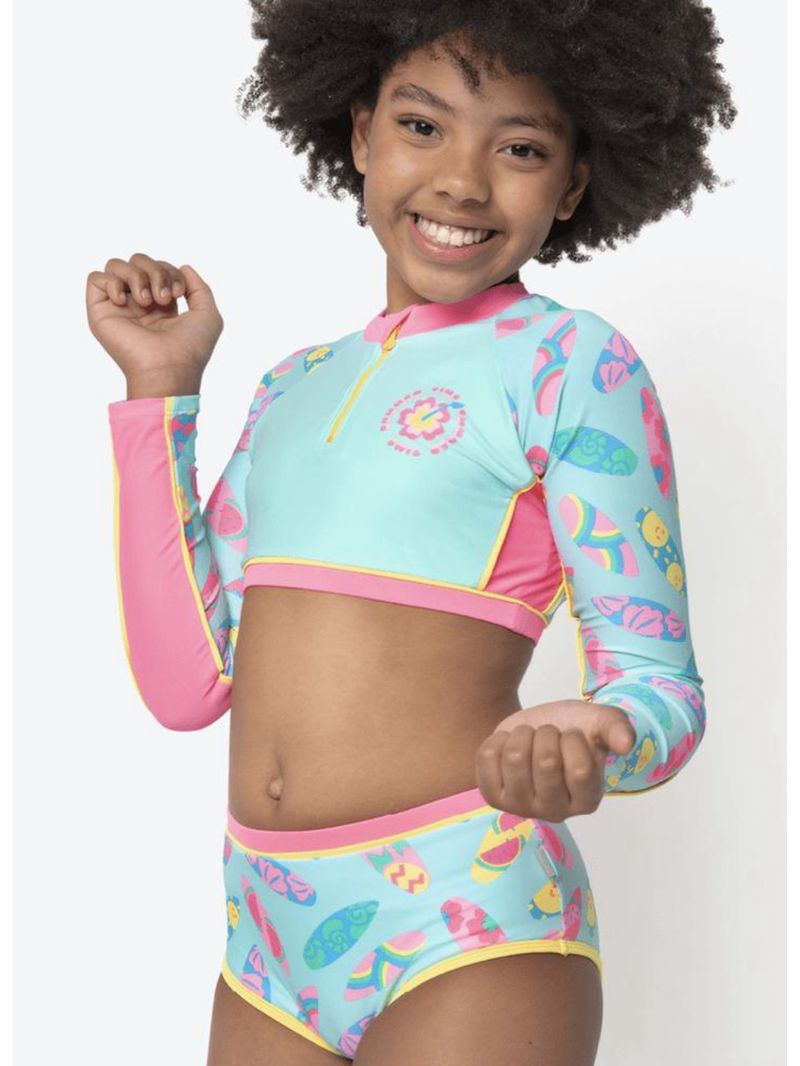 Conjunto camiseta e calcinha menina teen unicórnio aloha