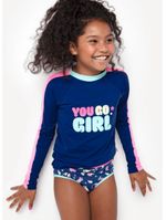 Conjunto camiseta e calcinha com proteção solar menina teen unicórnio skate