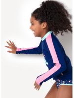 Conjunto camiseta e calcinha com proteção solar menina teen unicórnio skate