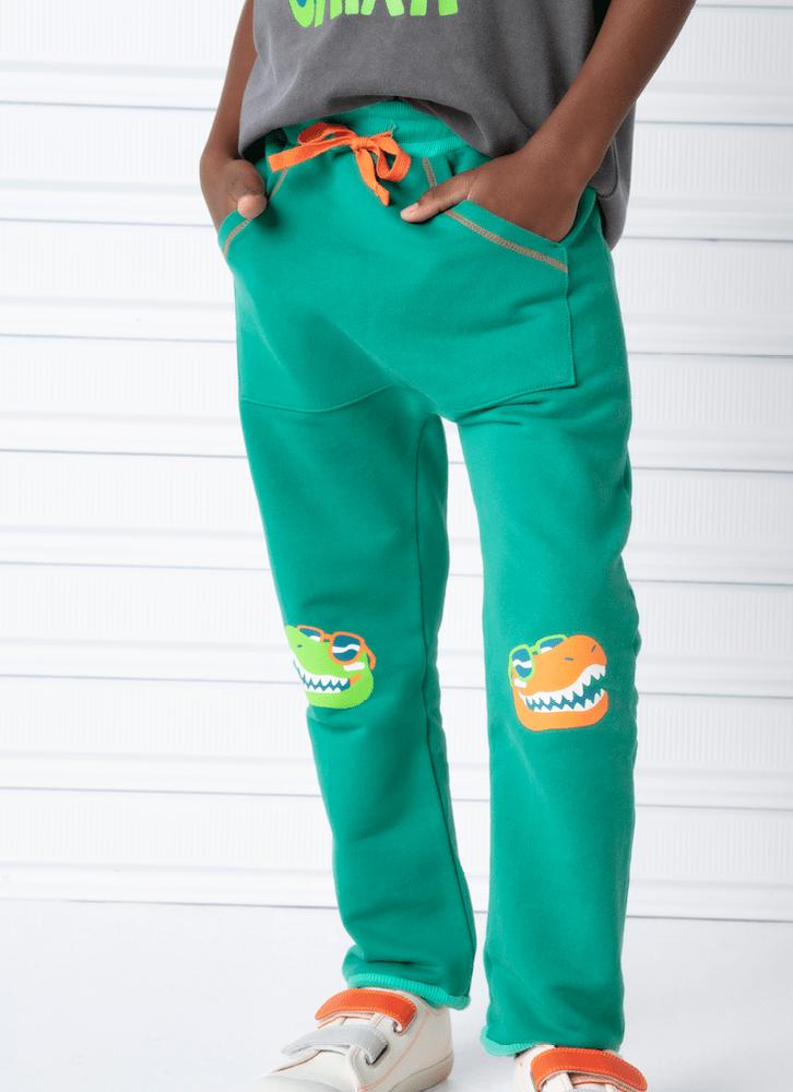 Calça infantil moletom dino surf