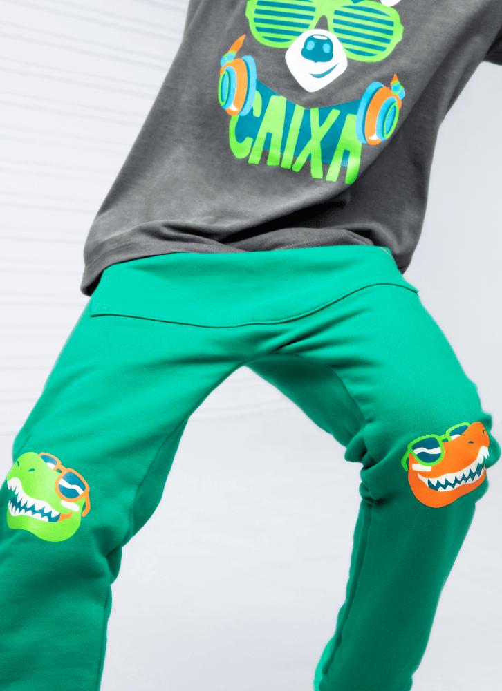 Calça infantil moletom dino surf
