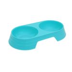 Comedouro Bebedouro Duplo 2 Em 1 Para Pets Cães E Gatos 200 Ml Em Cada Lado Azul