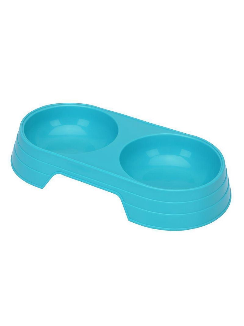Comedouro Bebedouro Duplo 2 Em 1 Para Pets Cães E Gatos 200 Ml Em Cada Lado Azul