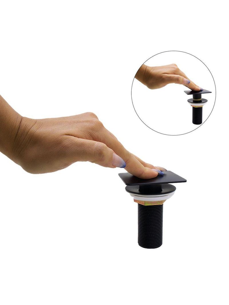 Válvula Click Inteligente Ralo Para Pia Cuba De Banheiro Preto Black Fosco Luxo Lavabo
