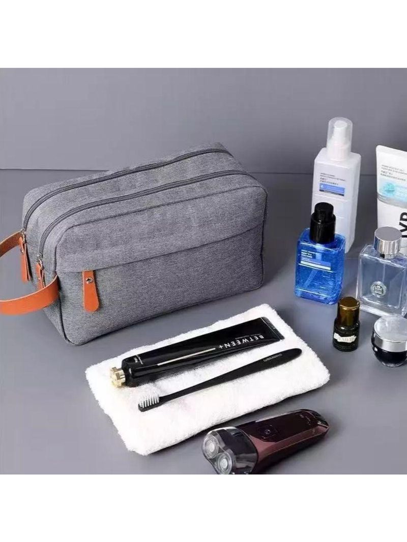 Bolsa Necessaire Masculina Feminina Organizadora Multifuncional Portátil Viagem Trabalho Impermeável Cinza