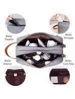 Bolsa Necessaire Masculina Feminina Organizadora Multifuncional Portátil Viagem Trabalho Impermeável Cinza