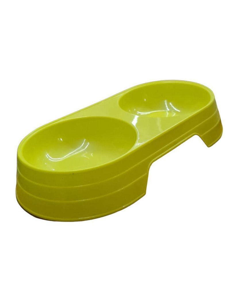 Comedouro Bebedouro Duplo 2 Em 1 Para Pets Cães E Gatos 200 Ml Em Cada Lado Verde