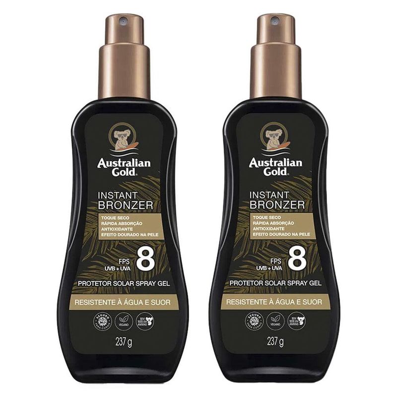 Australian gold instant bronzer kit com 2 protetores fps 8