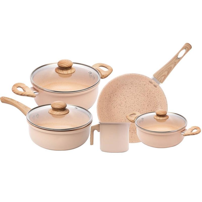 Conjunto 5 panelas de indução lyor bege alumínio