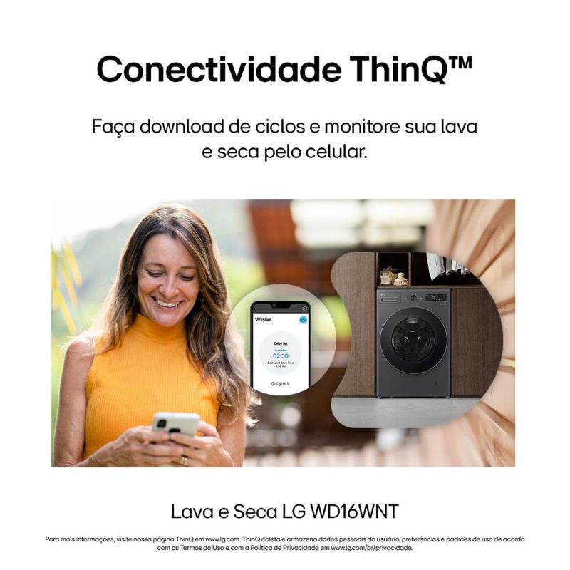 Lava e seca lg wd16gnts6 16kg/10kg ai dd wi-fi turbowash 360° vapor black inox