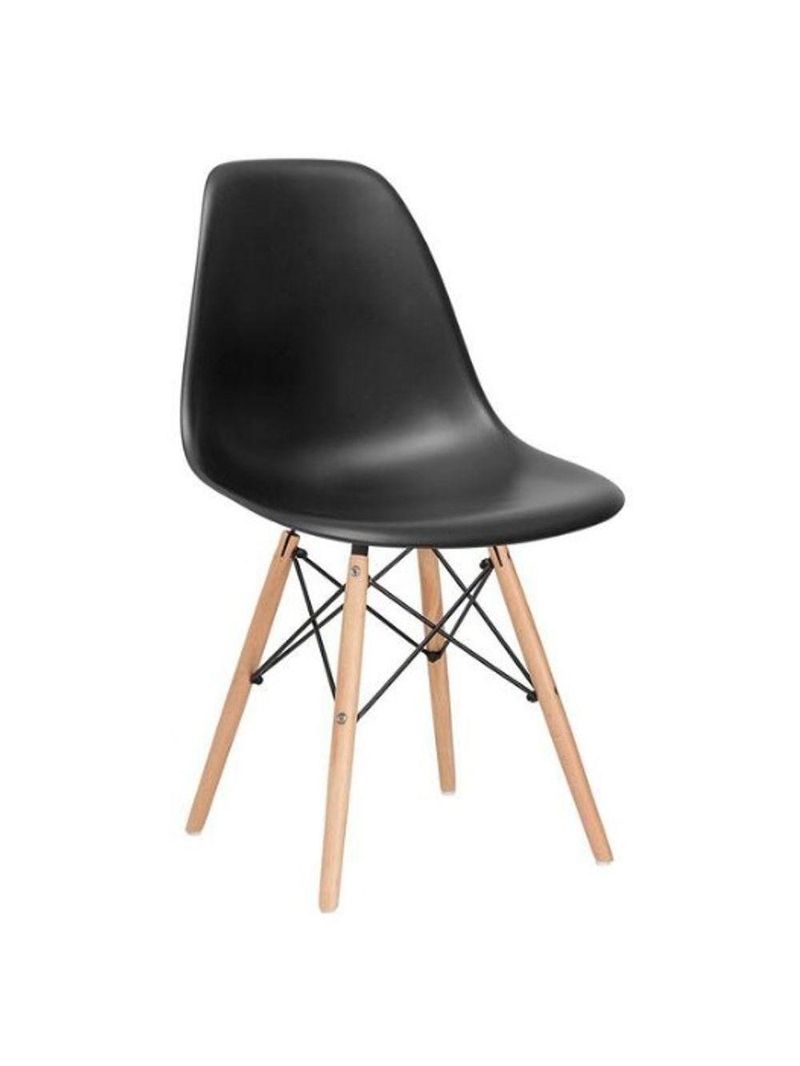 Conjunto 4 Cadeiras Concha Sala Jantar Cozinha Eiffel Pé Palito elegante na cor Preto