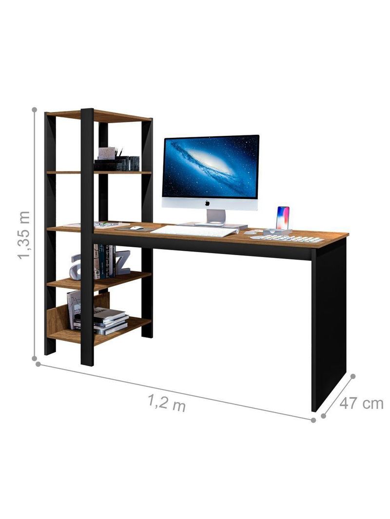 Home Office Vintage Para Escritório Temis Preto E Canela
