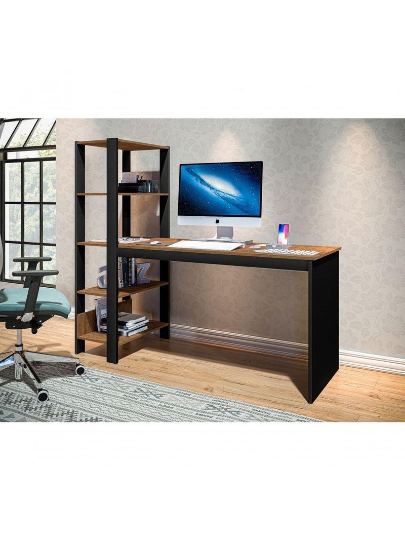 Home Office Vintage Para Escritório Temis Preto E Canela