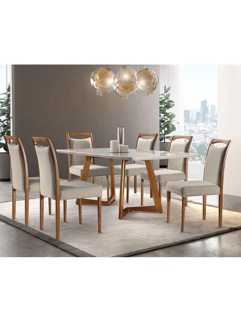 Conjunto Sala De Jantar Munique 6 Cadeiras Mobillare