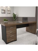 Mesa Para Escritório 4 Gavetas Lado Esquerdo 180cm Tamburato Executiva A06 Marrom/preto - Mpozenato