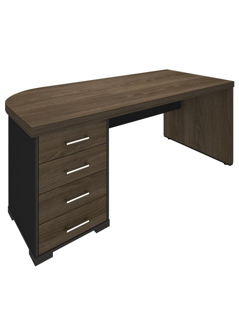 Mesa Para Escritório 4 Gavetas Lado Esquerdo 180cm Tamburato Executiva A06 Marrom/preto - Mpozenato