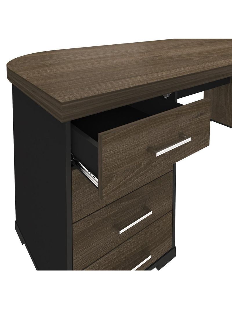 Mesa Para Escritório 4 Gavetas Lado Esquerdo 180cm Tamburato Executiva A06 Marrom/preto - Mpozenato