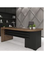Mesa Para Escritório 4 Gavetas Lado Esquerdo 180cm Tamburato Executiva A06 Marrom/preto - Mpozenato