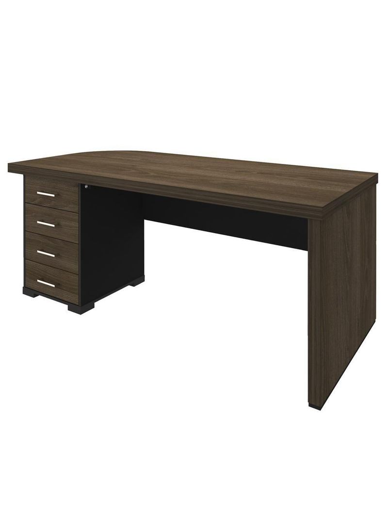 Mesa Para Escritório 4 Gavetas Lado Esquerdo 180cm Tamburato Executiva A06 Marrom/preto - Mpozenato