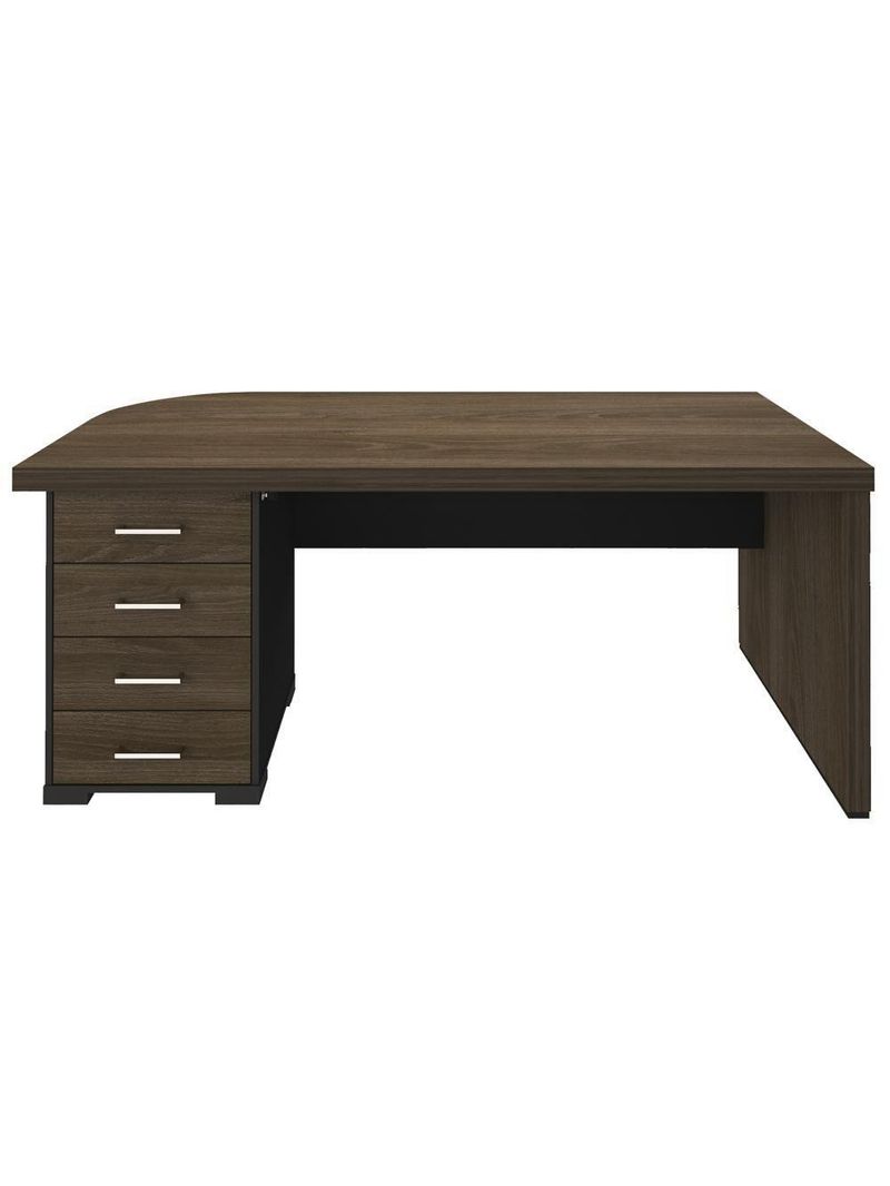 Mesa Para Escritório 4 Gavetas Lado Esquerdo 180cm Tamburato Executiva A06 Marrom/preto - Mpozenato