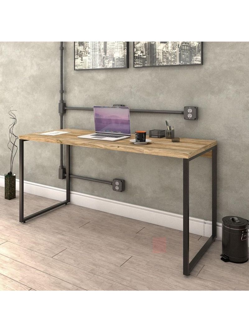 Mesa De Escritório Office 150cm Estilo Industrial Prisma C08 Carvalho - Mpozenato
