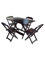 Conjunto Jogo De Mesa Com 4 Cadeiras De Madeira Dobravel 120x70 Tabaco