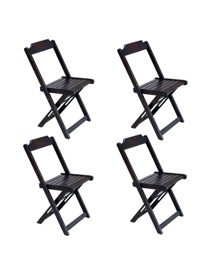 Conjunto Jogo De Mesa Com 4 Cadeiras De Madeira Dobravel 120x70 Tabaco
