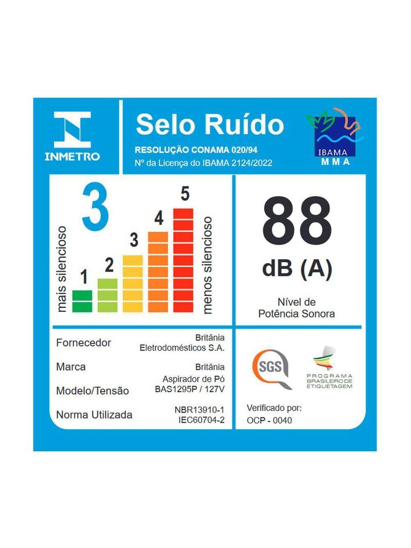 Aspirador De Pó Vertical Britânia 2 Em 1 BAS1295P 1250W 110V