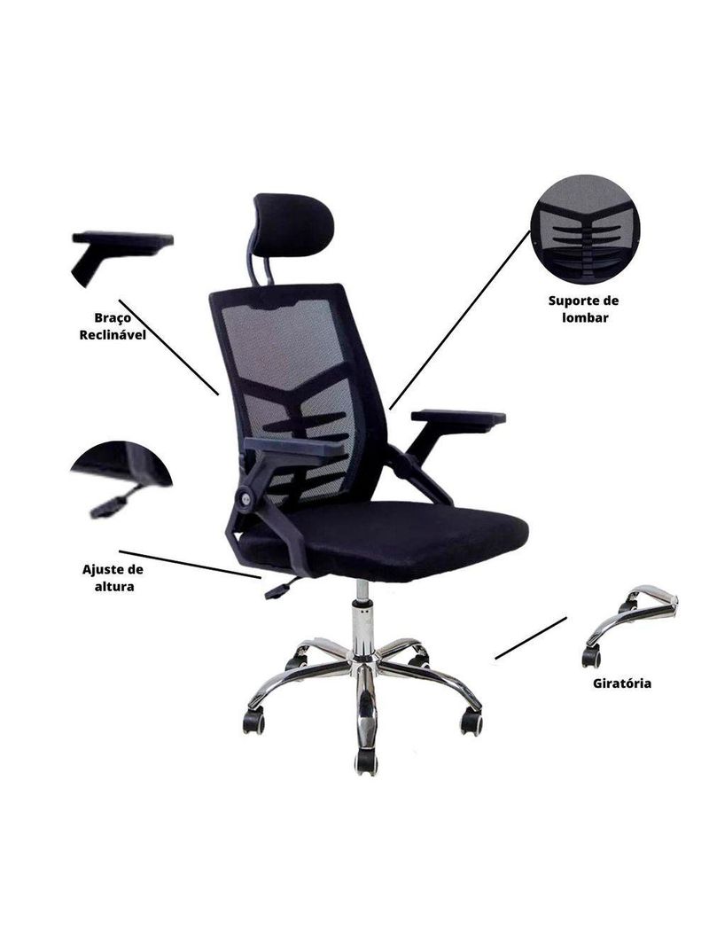 Cadeira Escritório Executiva Diretor Relax Ergonômica Com Apoio De Cabeça