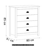 Cômoda Para Quarto 80cm Com 4 Gavetas Lázio Freijó F07 - Mpozenato