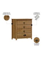 Cômoda Para Quarto 80cm Com 4 Gavetas Lázio Freijó F07 - Mpozenato