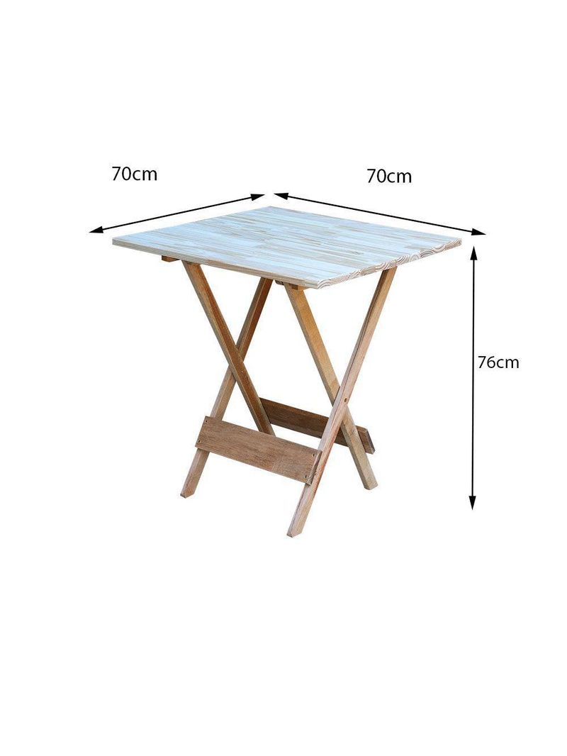 Jogo De Mesa Dobravel Com 2 Cadeiras De Madeira 70x70 Pratica - Sem Pintura