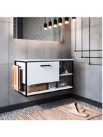 Gabinete Para Banheiro Industrial Suspenso Com Porta Basculante Branco