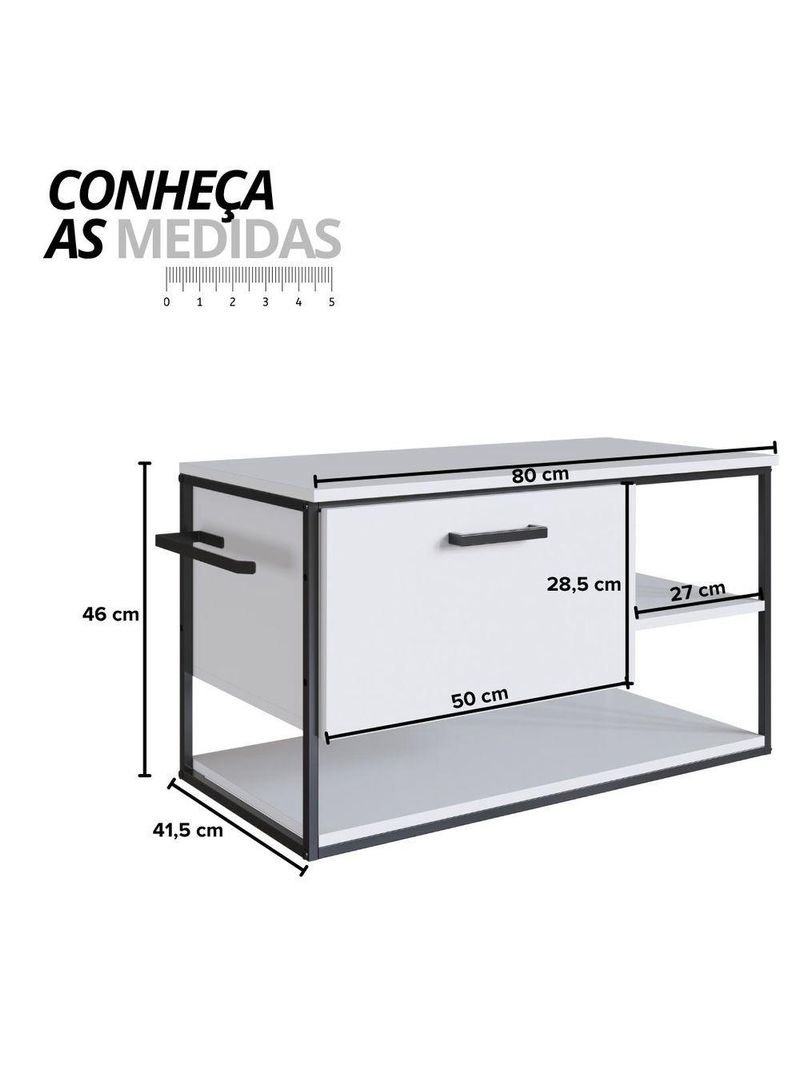 Gabinete Para Banheiro Industrial Suspenso Com Porta Basculante Branco