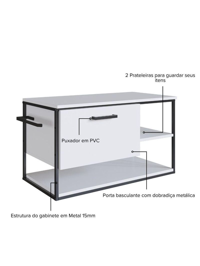 Gabinete Para Banheiro Industrial Suspenso Com Porta Basculante Branco