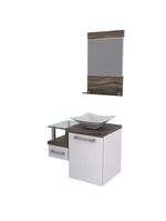 Gabinete Para Banheiro C-cuba L34 E Espelheira Legno 631 Branco Chess C-carvalho Dark