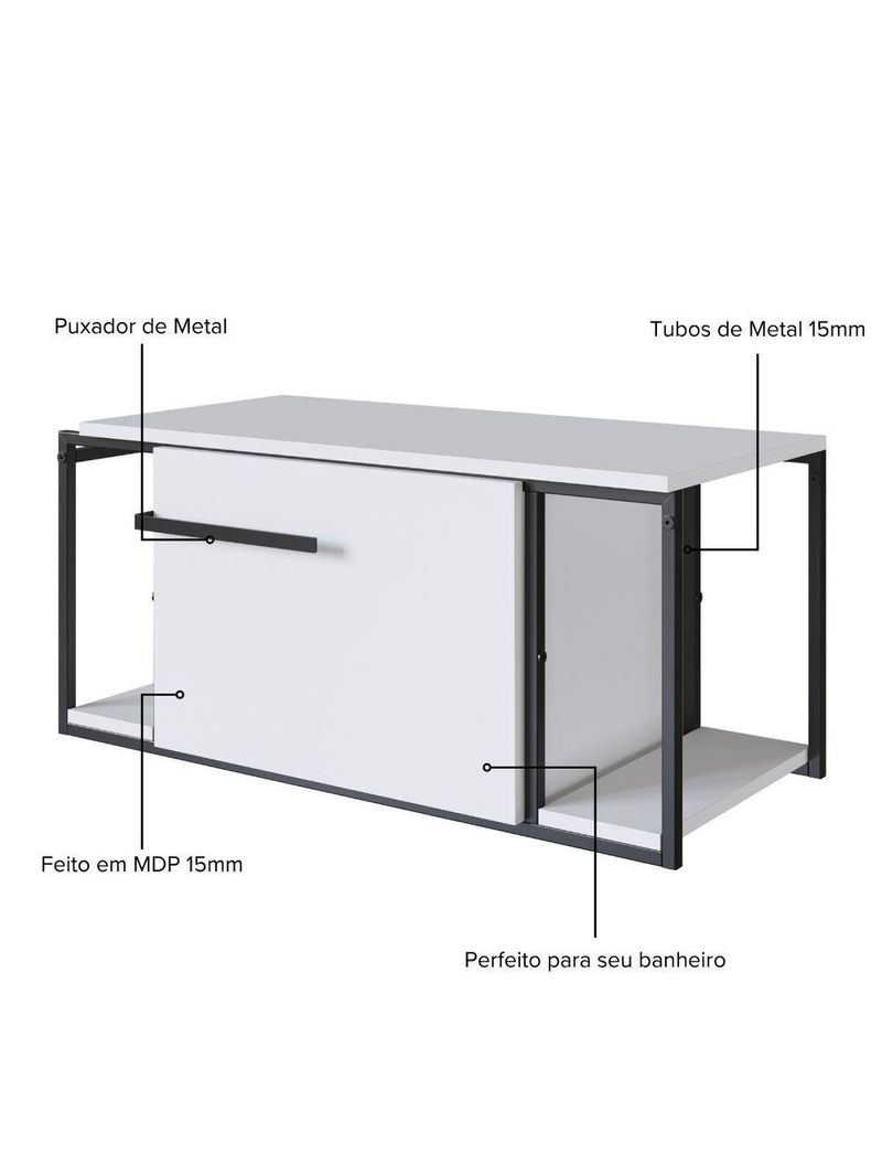 Gabinete Para Banheiro Suspenso Industrial Sem Cuba Branco