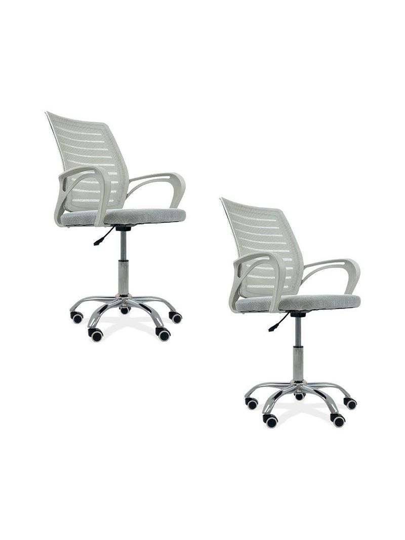 Kit 2 Cadeiras De Escritório Secretaria Diretor Roma Ergonômica - Branca