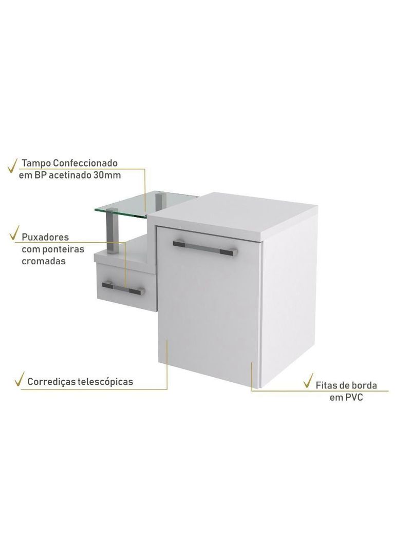 Gabinete Armario Para Banheiro Legno 630 (somente Balcao) Branco Chess C-branco Chess