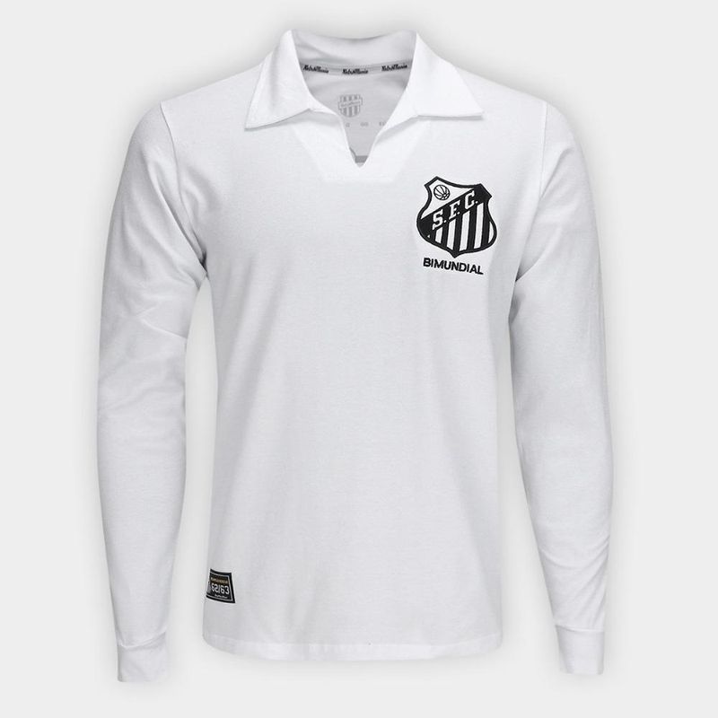 Camisa santos 1963 bi mundial manga longa masculina