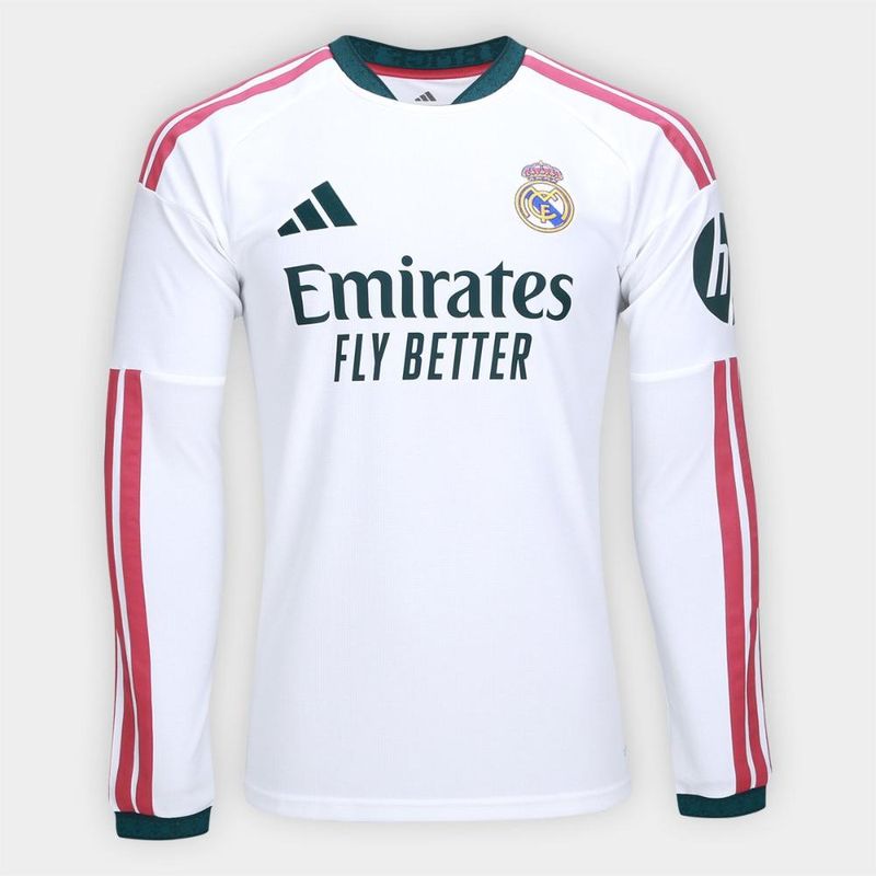 Camisa real madrid manga longa home 26/27 s/n torcedor adidas masculina