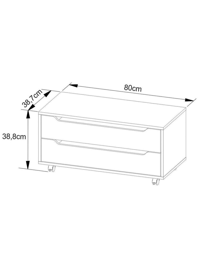 Balcão Para Gabinete De Banheiro 2 Gavetas E Rodízios Amêndoa/branco