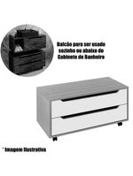 Balcão Para Gabinete De Banheiro 2 Gavetas E Rodízios Amêndoa/branco